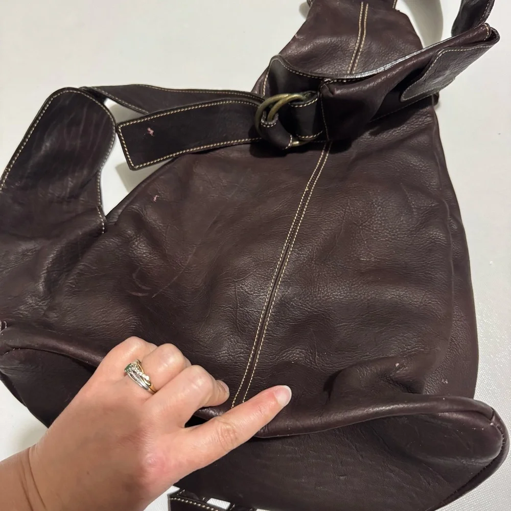 Good Old Days Brown Leather One Shoulder Backpack Bag Mens Hiking Outdoor School